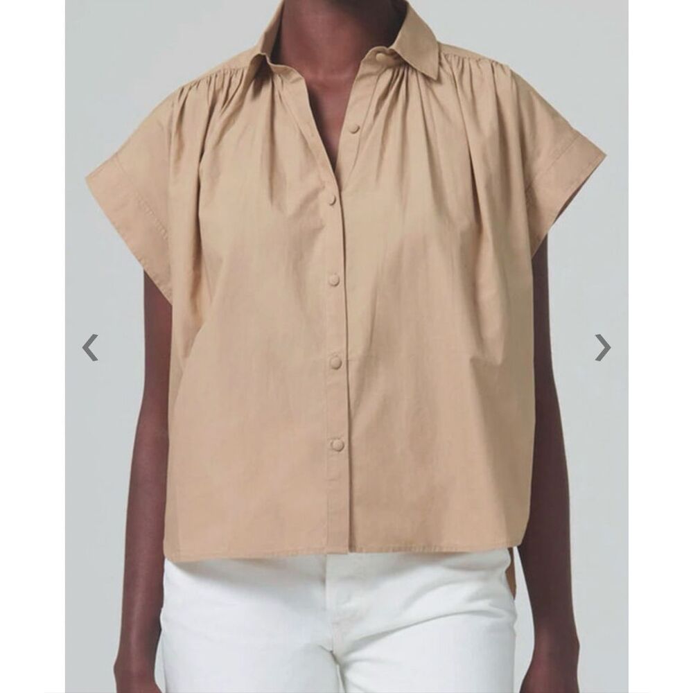 Citizens of Humanity Incense Penny Blouse Tan Size Small